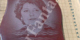 Малиновый кварцит с лазерной гравировкой. "Шокше"- царский камень. Портрет на памятнике