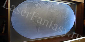 Дизайн карты Мира. Стекло на подсветке. 2400х1230х10мм.