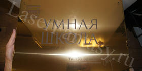"Умная школа" - вывеска. Тина Канделаки. Табличка: 400х300х1мм. Гравировка на металле